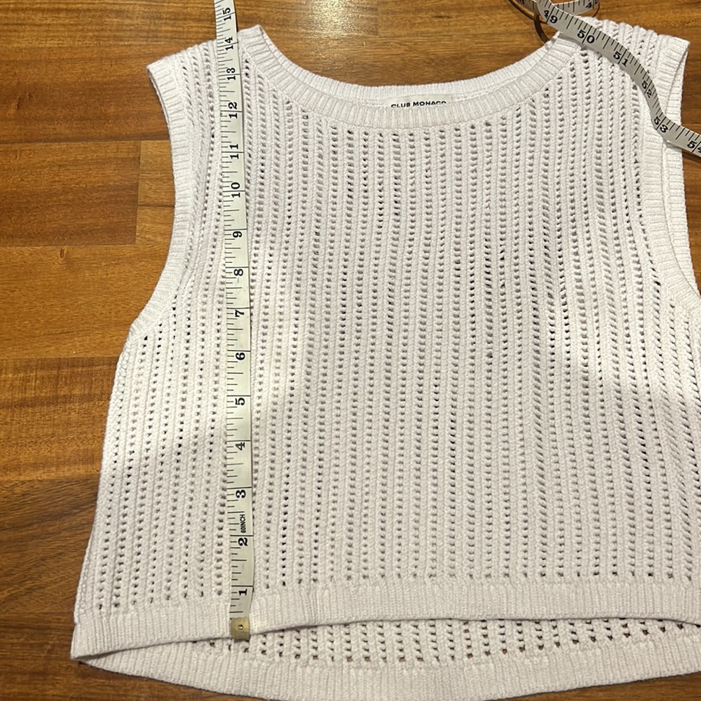 Club Monaco open knit crewneck crop tank - Picture 3 of 7